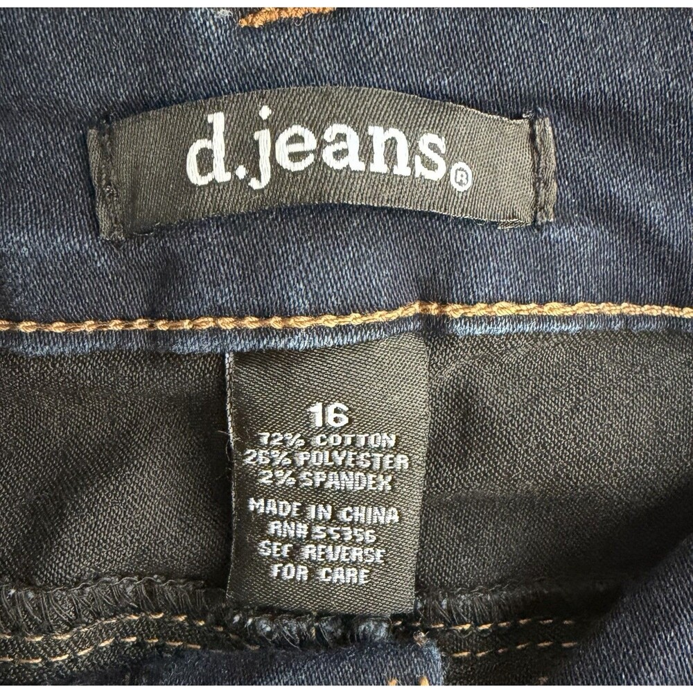 d. Jeans Skinny 16 High Rise Stretch Blue Cotton Blend Dark Wash Solid Women - Picture 2 of 10